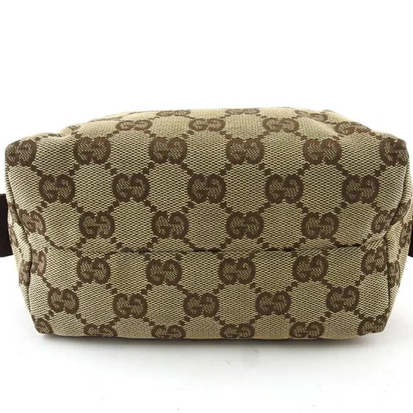 GUCCI Pouch GG Canvas Beige Canvas ?~ Leather Authentic Used T20203 - Picture 4 of 8